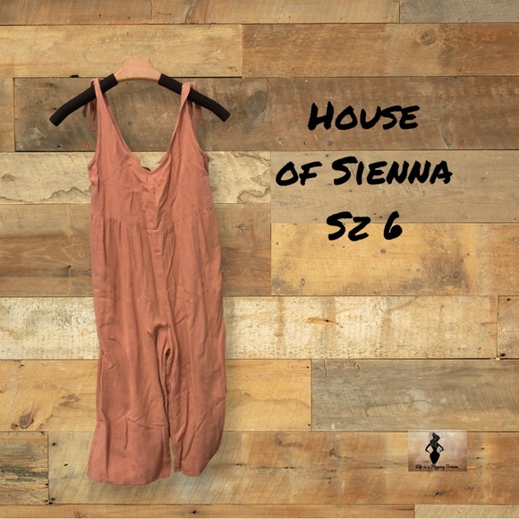 House of Sienna Sz 6 Women’s Coral Linen Cropped Romper - Picture 1 of 3